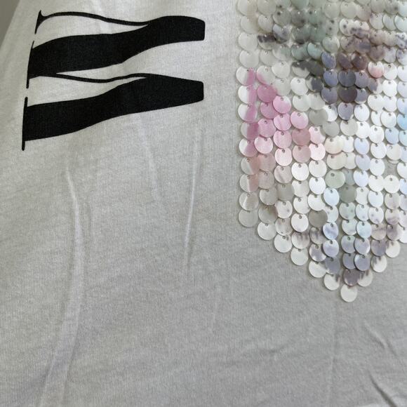 🫶🏼 Express Wild Love Sequin Flowy Tunic Tank Top White Sheer Back Pastel XS - Picture 13 of 16